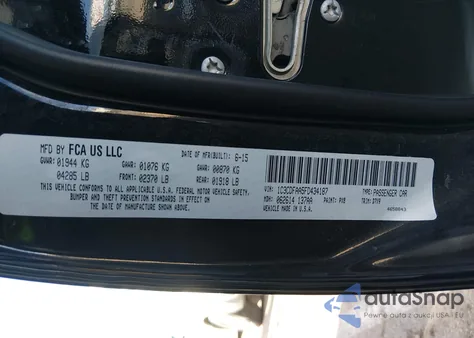 2015 Dodge Dart Se z USA, uszkodzony, nr VIN 1C3CDFAA5FD434187